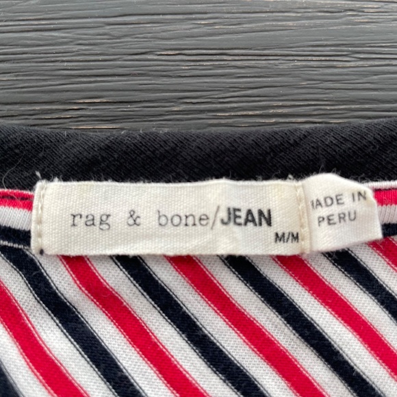 RAG & BONE Women’s Size Medium T-shirt Shift Dress Red White & Black Striped - Picture 3 of 6